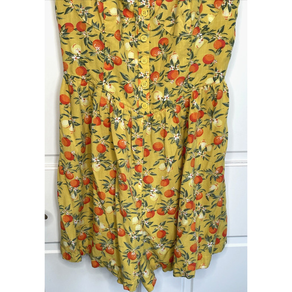 Wild Fable Women's Boho Citrus Sleeveless Romper Sz L Retro Pinup Flowy Smocking - Picture 3 of 13